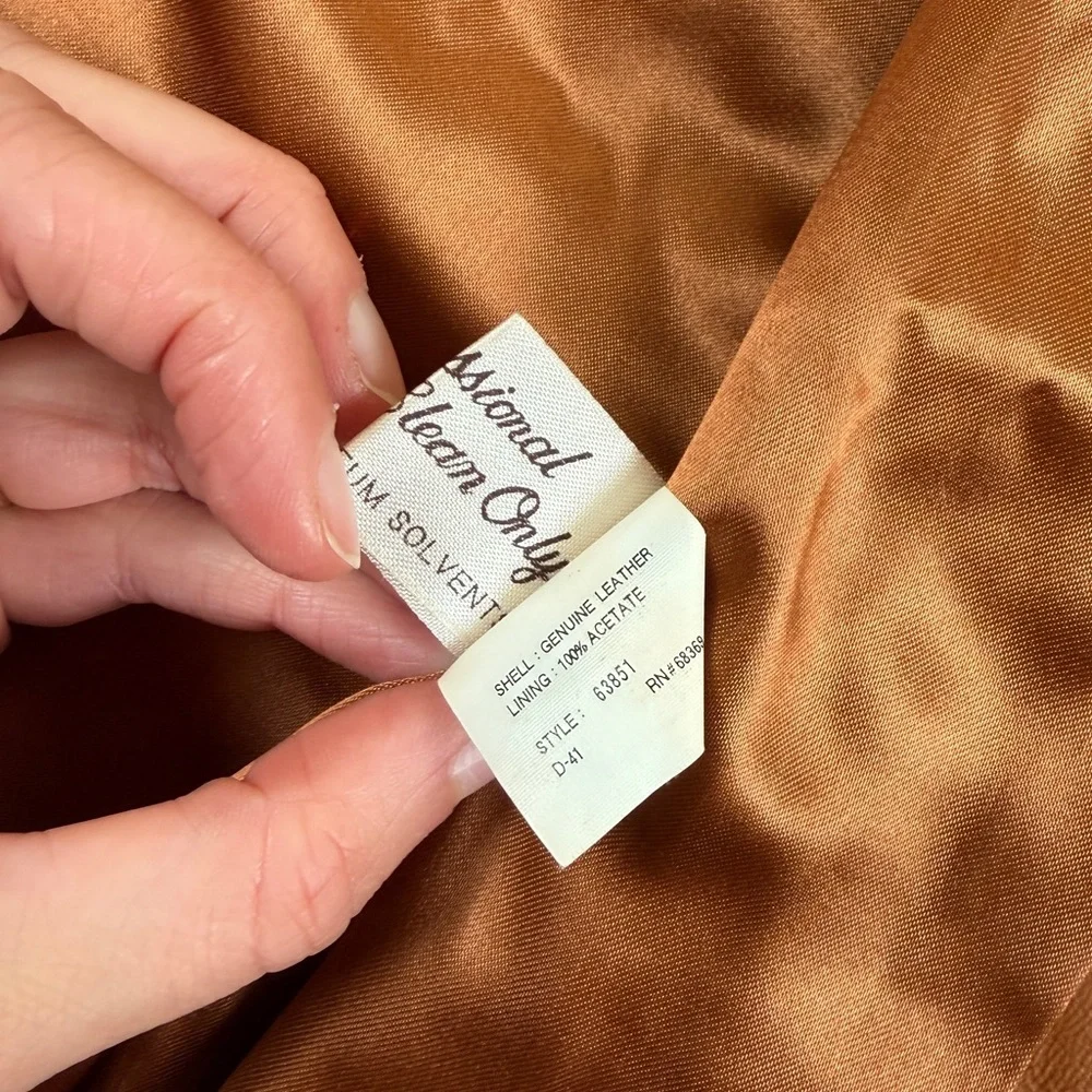 VTG Clipper Mist Genuine Leather Blazer Jacket Women’s L Tan Rust Retro 70s 80s - Picture 7 of 15
